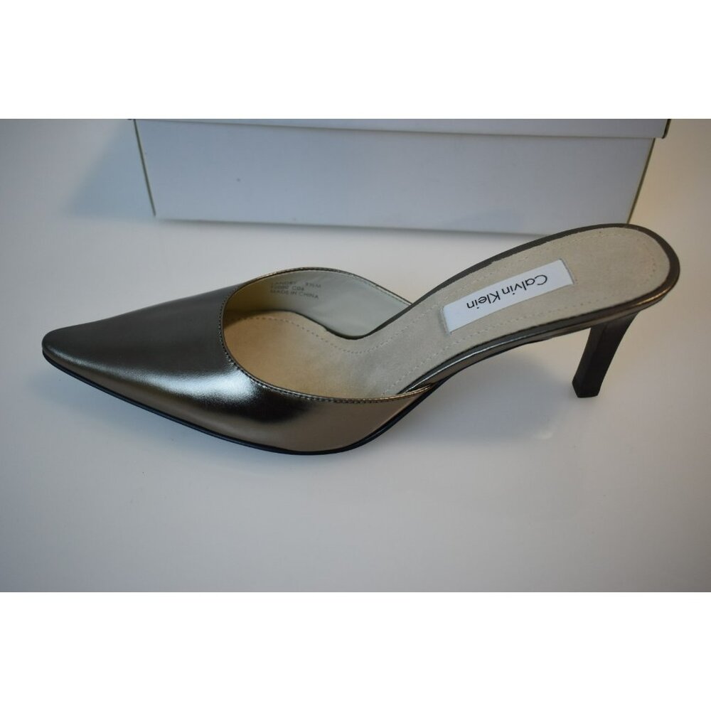 Calvin Klein Women's 9.5M Pewter Slip on Pointy toe heels New Landry Flash - Picture 8 of 11